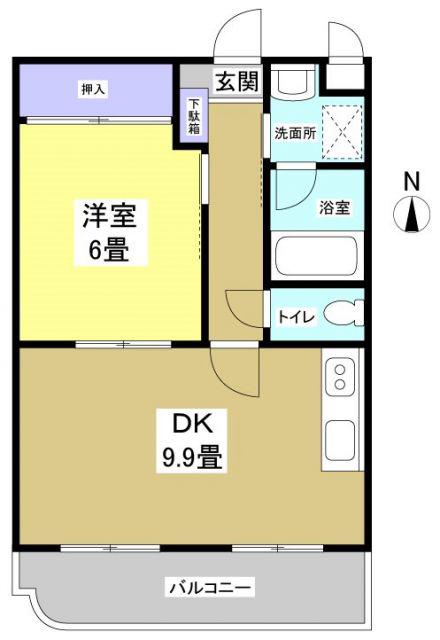 エクセル・パル(1LDK/2階)の間取り写真