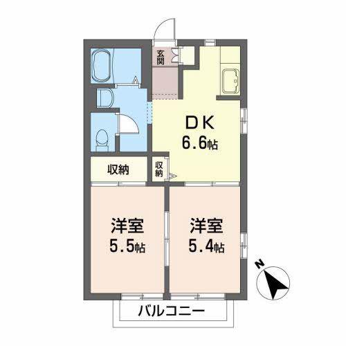 シャーメゾンななえPARTIII(2DK/2階)の間取り写真