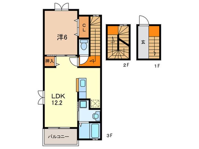 サンフローラM-C(1LDK/1階)の間取り写真