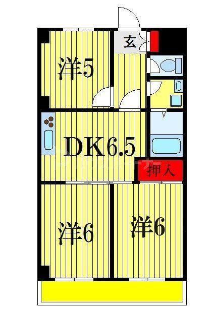 ブルームライフ市川(3DK/3階)の間取り写真
