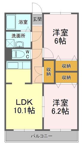 ハイツ駒形通(2LDK/9階)の間取り写真