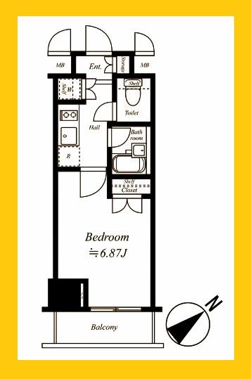 SPATIE-ELLE SHINYOKOHAMA(1K/8階)の間取り写真