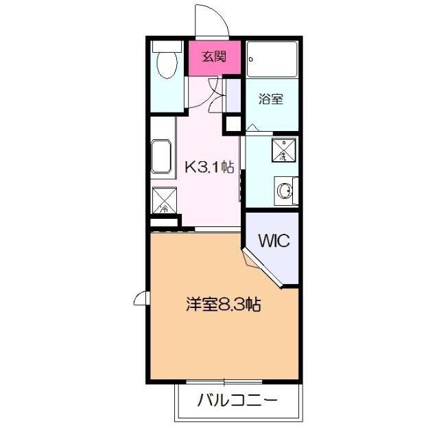 コーラルハイツB(1K/2階)の間取り写真
