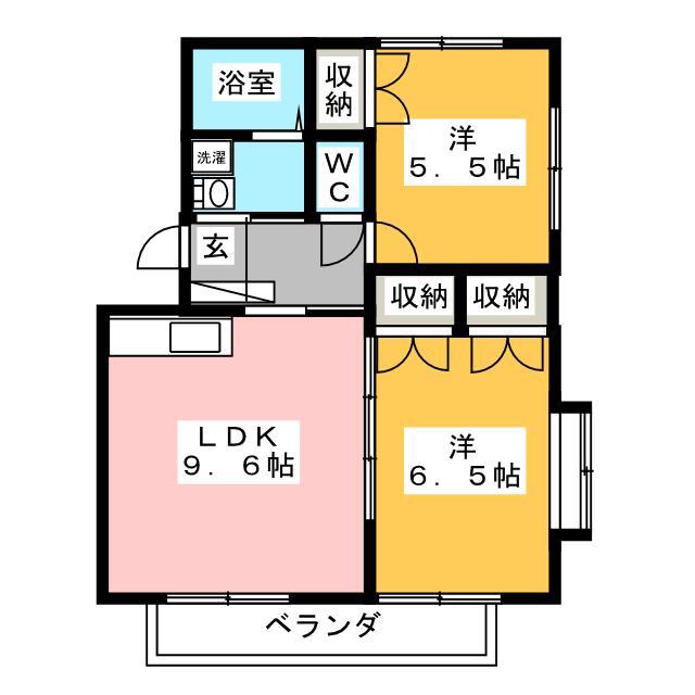 サンエステートピアA・B(2LDK/2階)の間取り写真
