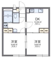 レオパレスメイク ワン(2DK/2階)の間取り写真