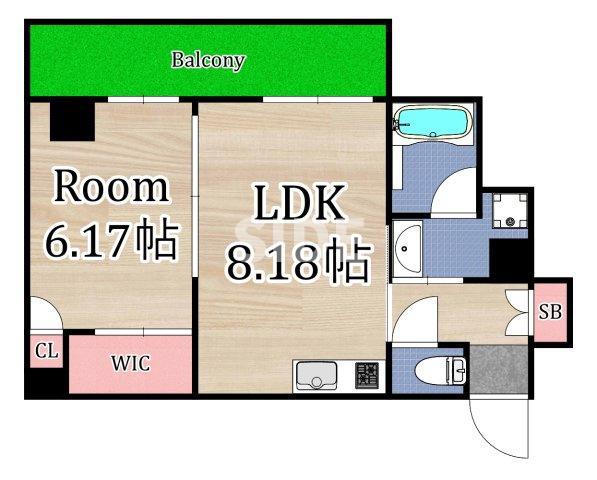 大橋マンション5番館(1LDK/6階)の間取り写真