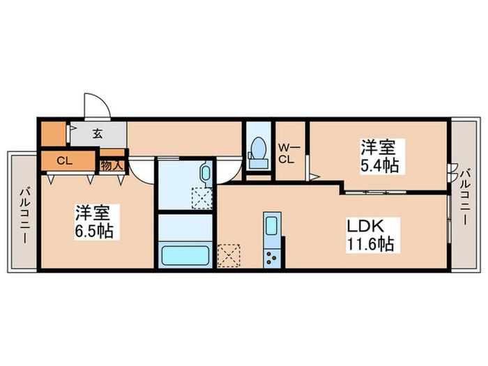 アミーガーデン(2LDK/3階)の間取り写真