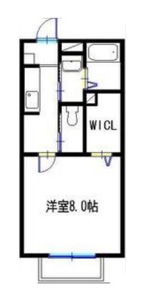 ヴィラジュ大開(1K/2階)の間取り写真