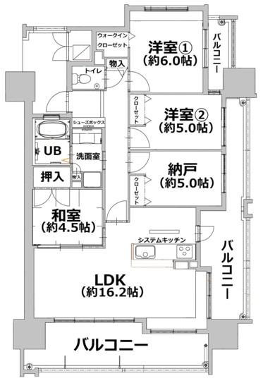 オーヴィジョン寿町(3SLDK/5階)の間取り写真