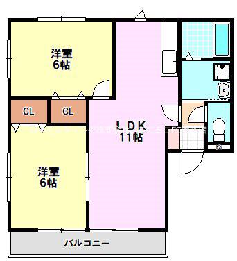 サンハイム(2LDK/2階)の間取り写真