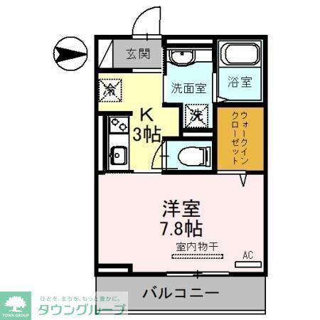 ノーブル大成(1K/2階)の間取り写真