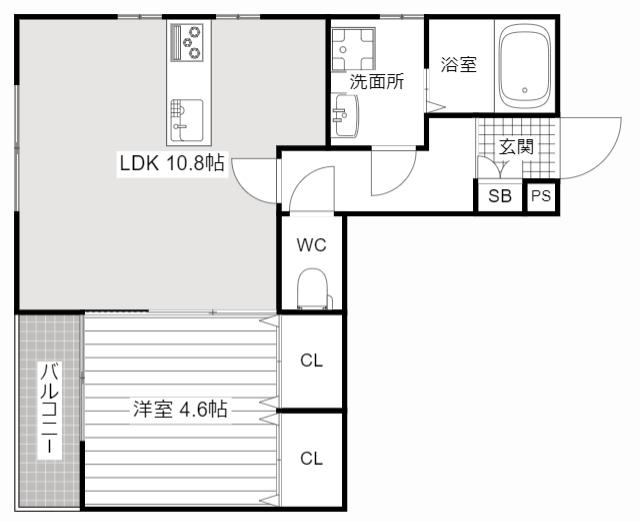 ベレッツァ大工町(1LDK/2階)の間取り写真