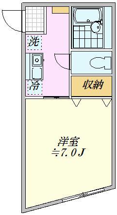 カーサクラウン谷保(1K/1階)の間取り写真