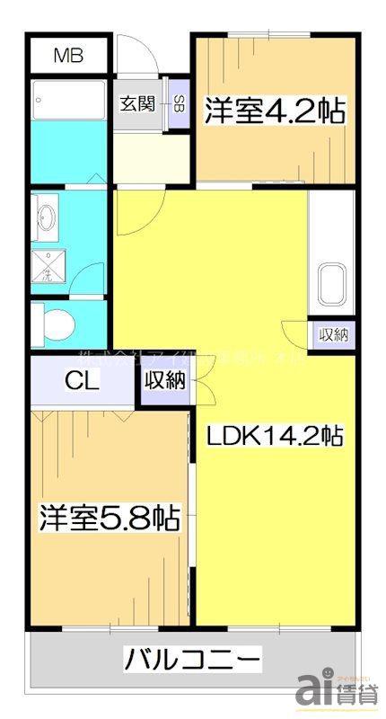 AIFORTみずほ台(2LDK/2階)の間取り写真