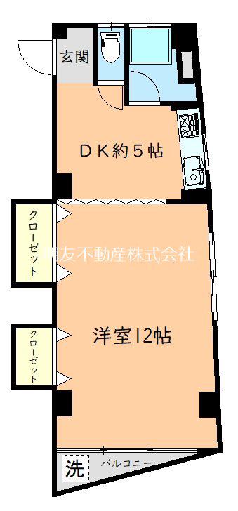 清水ビル(1K/4階)の間取り写真