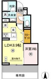 D-ROOM TK(1LDK/1階)の間取り写真