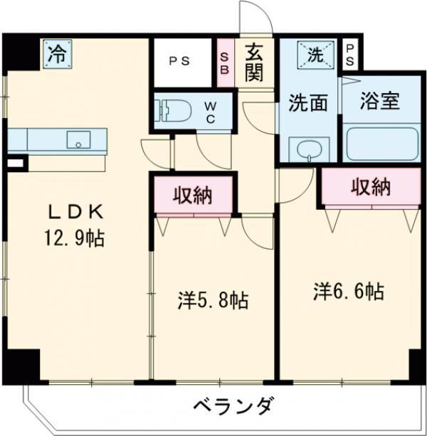 クラティオ(2LDK/4階)の間取り写真