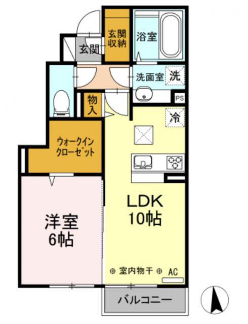 アーバンハイツ30 A棟(1LDK/1階)の間取り写真