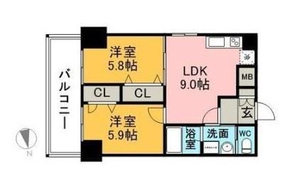 アトラスアルファーノ箱崎(2LDK/3階)の間取り写真