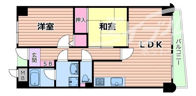 フローイント上長(2LDK/4階)の間取り写真