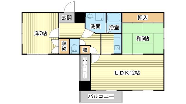 大栄・十二所前レジデンス(2DK/2階)の間取り写真