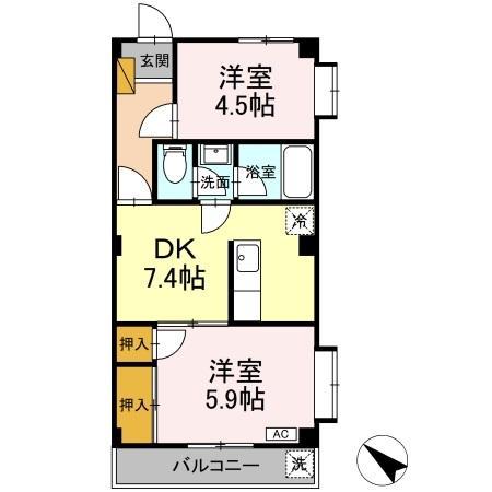 ベイスクエア幕張本郷(2DK/2階)の間取り写真