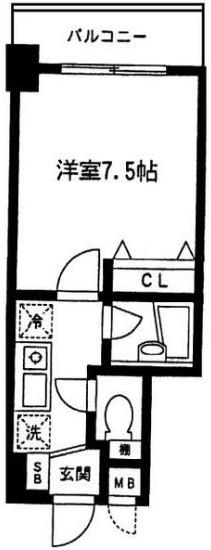 パンセ駒場(1K/6階)の間取り写真