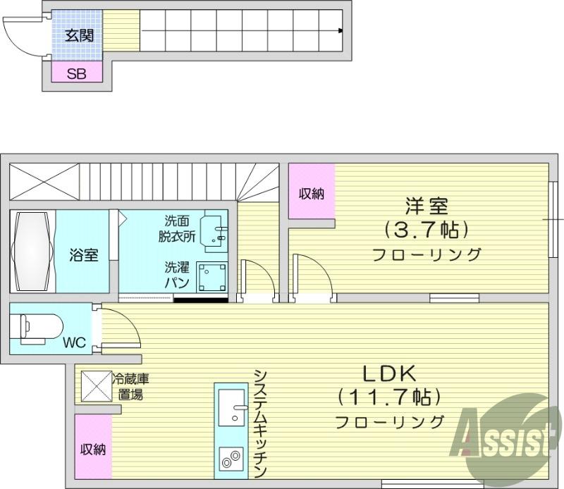 IL MIO CAMPOⅡ(1LDK/1階)の間取り写真
