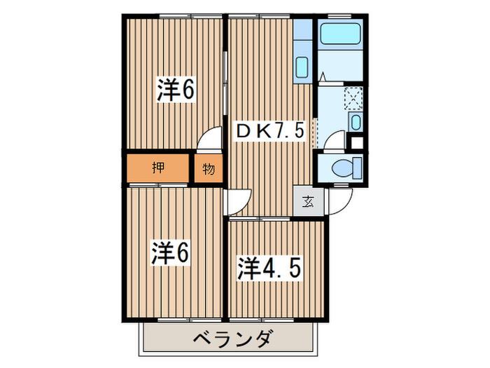 ハウスなでしこ(3DK/1階)の間取り写真