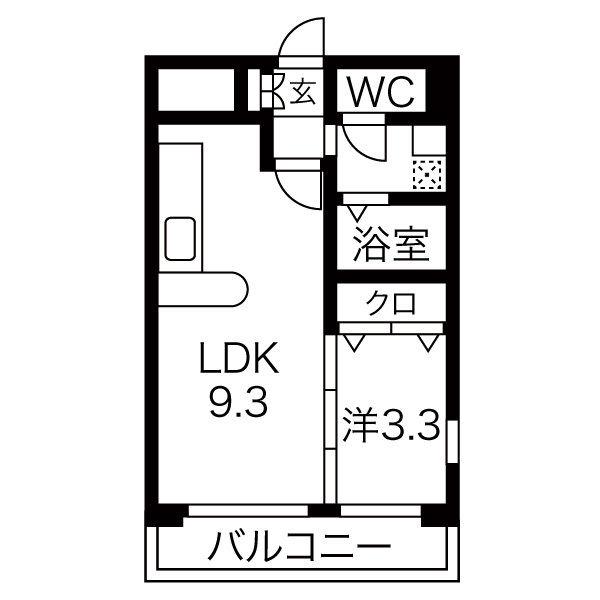 T&KエステートI(1LDK/4階)の間取り写真