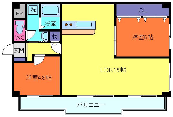 ユニーブル六甲南棟(2LDK/1階)の間取り写真