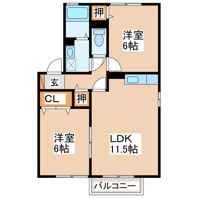 サンライズ A(2LDK/2階)の間取り写真
