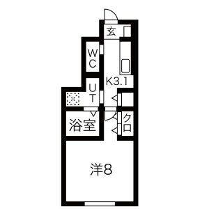 GRAND CLAIREB棟(1K/1階)の間取り写真