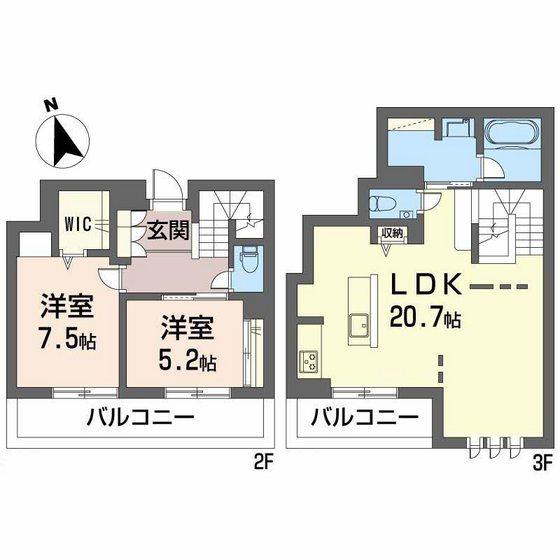 シャーメゾン ラ テラ(2LDK/2階)の間取り写真