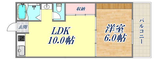シャト-東(1LDK/1階)の間取り写真