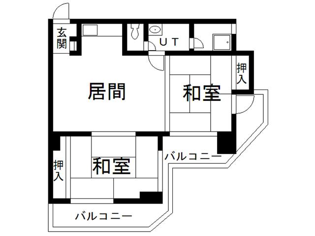 フラワー青森マンション(2LDK/6階)の間取り写真