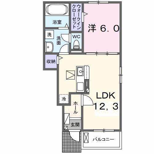 フルールI(1LDK/1階)の間取り写真