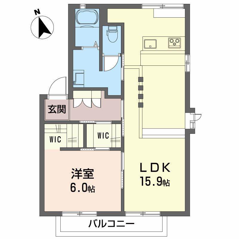 グリーンパークV(1LDK/2階)の間取り写真