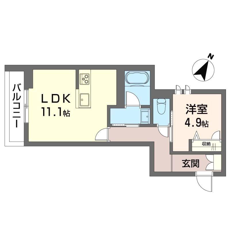 ボヌールカイエ(1LDK/2階)の間取り写真