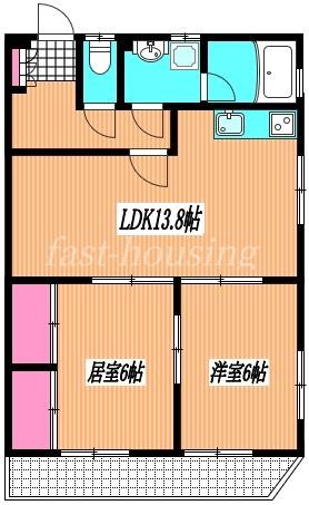 メゾンフルーレ(2LDK/2階)の間取り写真