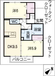 クレールSAKURA(2DK/1階)の間取り写真