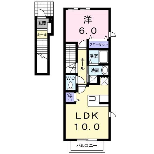 ユア アルボーレ(1LDK/2階)の間取り写真