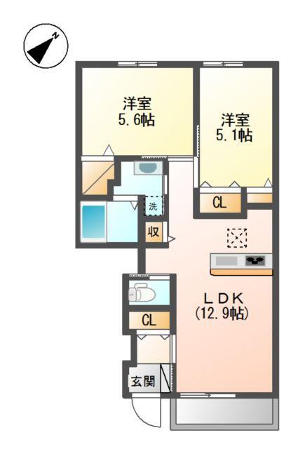 パームツリー(2LDK/1階)の間取り写真