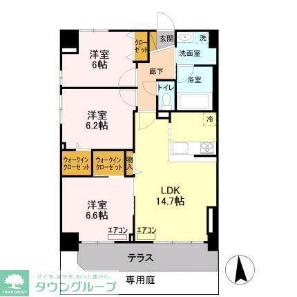 アンクレージュ(3LDK/1階)の間取り写真