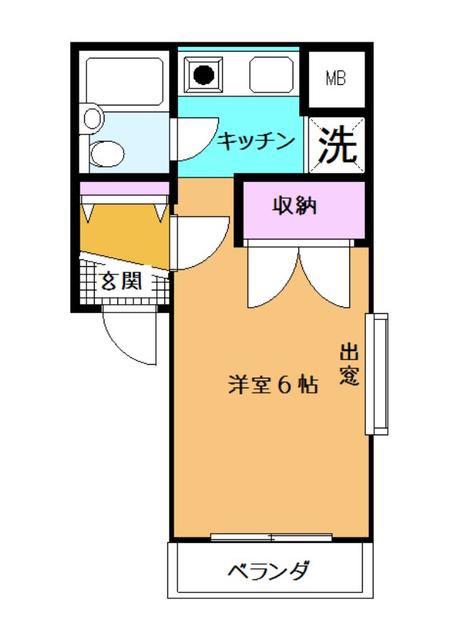 シャンブル南浦和(1K/1階)の間取り写真