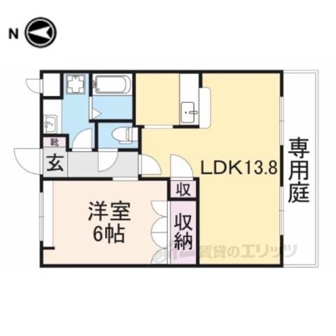 プリンセスタウン(1LDK/1階)の間取り写真
