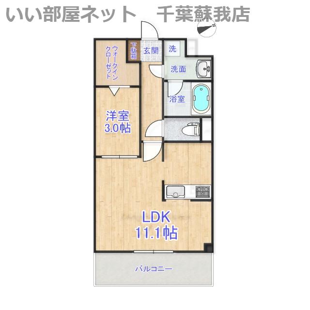 マルベリー千葉寺(1LDK/2階)の間取り写真