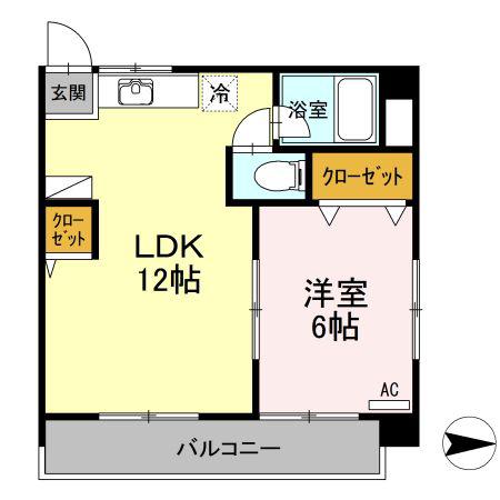 メゾン山越(1LDK/3階)の間取り写真