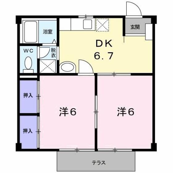 ファミール安東(2DK/1階)の間取り写真