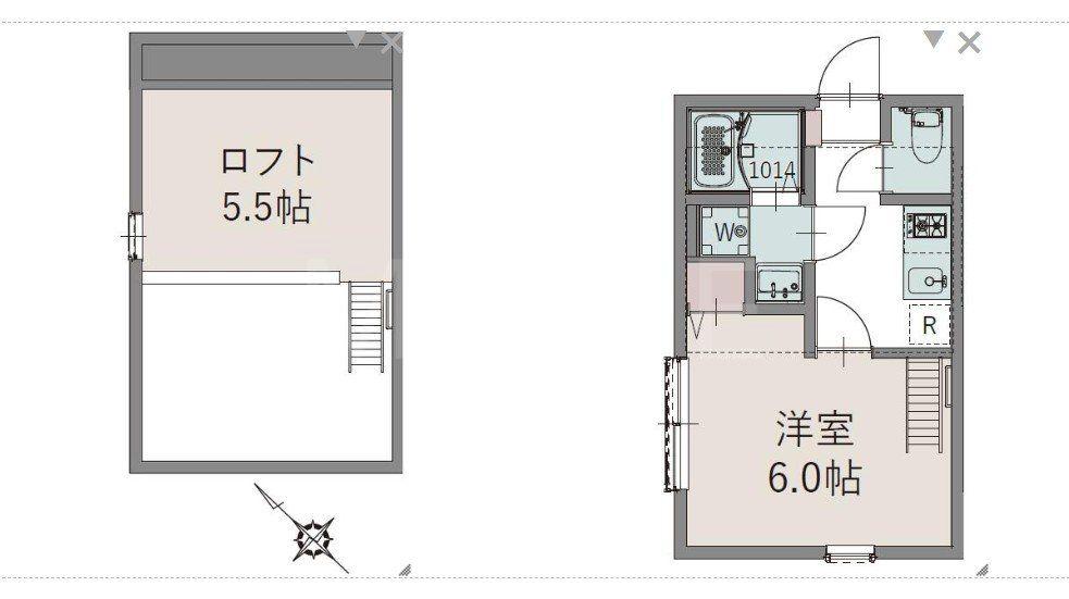 グレイスウッド三ツ沢上町(1K/2階)の間取り写真